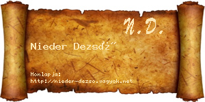 Nieder Dezső névjegykártya